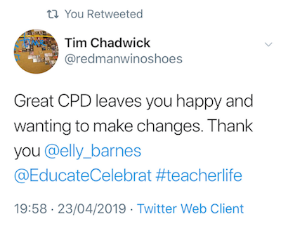 Copy of a tweet from Tim Chadwick