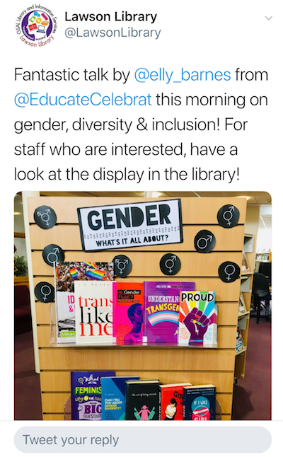 Copy of a tweet from Lawson Library